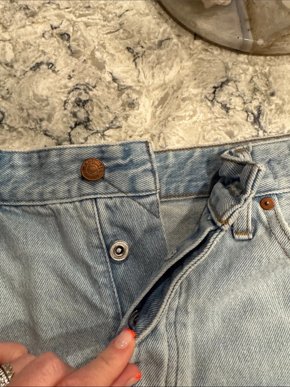 Madewell Light Blue Denim Shorts with Signature Label relax denim shorts